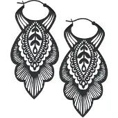Wildcat Mandala Leaf Hoops<!--63ef70a6621fa--> - Musta metalli