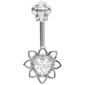 Wildcat Vertical Helix Crystal Flower Barbell - Hopeinen metalli