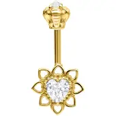 Wildcat Vertical Helix Crystal Flower Barbell - Kultainen metalli