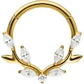 Wildcat Lovely Crystal Leaf Septum Clicker - Lävistysrengas - Kultainen metalli, 8,0 mm