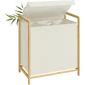 Hobby Hall Pyykkikori 65x40x78 cm Valkoinen Bambua