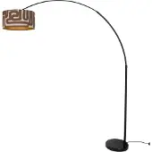 QAZQA Vloerlamp zwart met kap bruin en beige gestreept 50cm - XXL