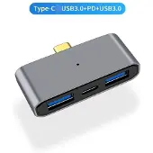 NÖRDIC 3-porttinen USB-C-keskitin 1xUSB-C PD 2xUSB-A 3x5Gbps