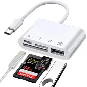 NÖRDIC USB-C-kortinlukija 2-paikkainen SD, MicroSD 1xUSB-A 1xUSB-C UHS-I