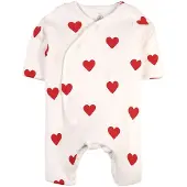 Petit Bateau Sydänkuvioinen Haalari Kermanvärinen 3 months Valkoinen Sydämet 3 kuukautta Pojat, Tytöt