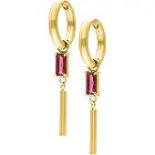 Wildcat Little Square Crystal Hoops - huggies-korvarenkaat (pari) - Kultainen metalli, Siam