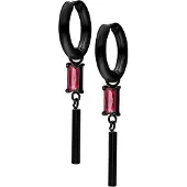 Wildcat Little Square Crystal Hoops - huggies-korvarenkaat (pari) - Musta metalli, Siam