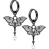 Wildcat Little Pearl Dragonfly Hoops - Korvarenkaat (pari) - Musta metalli