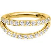 Wildcat Double Row Crystal Clicker - lävistysrengas - Kultainen metalli