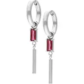 Wildcat Little Square Crystal Hoops - huggies-korvarenkaat (pari) - Hopeinen metalli, Siam
