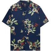 Superdry Hawaiian Print S/S Shirt - Navy - M