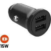 FIXED Mini Autolaturi 2xUSB-A 15W 12/24V Musta