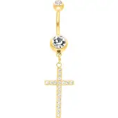 Wildcat Dangling Cross Bananabell - Lävistyskoru - 10,0 mm, Kultainen metalli