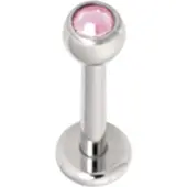 Wildcat Basic Jewelled Labret -lävistyskoru - 10,0 mm, Pinkki, 4,0 mm