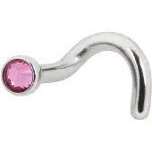 Wildcat Jewelled Nosestud - nenäkoru kristallikivellä - 1,2 mm, Pinkki