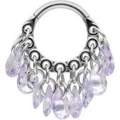 Wildcat Dangling Crystals Clicker - Lävistysrengas - Hopeinen metalli, Laventelinpunainen