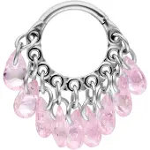 Wildcat Dangling Crystals Clicker - Lävistysrengas - Hopeinen metalli, Vaaleanpunainen