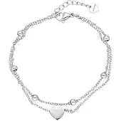 Wildcat Little Heart Bracelet Double Row - rannekoru - Hopeinen metalli