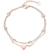 Wildcat Little Heart Bracelet Double Row - rannekoru - Ruusukultainen metalli