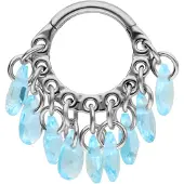 Wildcat Dangling Crystals Clicker - Lävistysrengas - Hopeinen metalli, Vaaleansininen