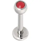 Wildcat Basic Jewelled Labret -lävistyskoru - 8,0 mm, Punainen, 4,0 mm