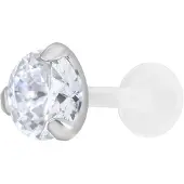 Wildcat Single Crystal Screwing Labret - Hopeinen metalli, 5,0 mm