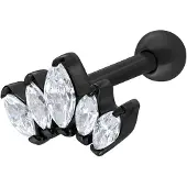 Wildcat Crystal Lotus Flower Earbarbell - Musta metalli