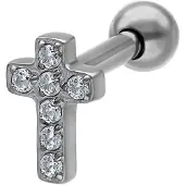 Wildcat Crystal Cross Earbarbell<!--63d619d6a98a8--> - Hopeinen metalli