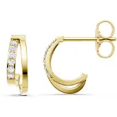 Lykken Elegance kultaiset kaksoiskaari timanttikorvakorut 11 mm