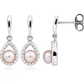 Lykken Pearls helmi hopeakorvakorut zirkonia