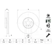 Bosch Jarrulevy 0 986 479 F60 edessä, tuuletettu, erittäin hiilihappoinen, 1 Kappale