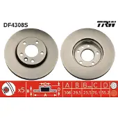 TRW Jarrulevy LUC DF4308S edessä, tuuletettu, erittäin hiilihappoinen, 1 Kappale