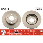 TRW Jarrulevy LUC DF4315 edessä, tuuletettu, 1 Kappale