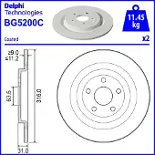 Delphi Jarrulevy Taka, ⌀316 mm, BG5200C - Ford - Mustang mach-e