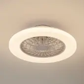 LINDBY LED-kattotuuletin Vedin, valkoinen, DC, Ø 49 cm, CCT Vedin , himmennettävä, Valkoinen/opaali, Olohuone/ruokailutila, Synteettinen materiaali, Moderni