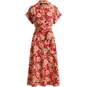Ralph Lauren Floral Belted Crepe Dress - Red - 36