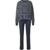 Marc O'Polo Pyjama tummansininen / valkoinen