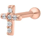 Wildcat Jewelled Cross Earbarbell<!--64082270978d5--> - Ruusukultainen metalli