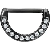 Wildcat Jewelled Nipple Clicker - 14,0 mm, Metal noir, Bela