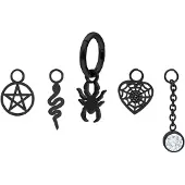 Wildcat Belly Ring Goth Lover Set - napakorusetti - Musta metalli, 9,0 mm