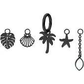 Wildcat Belly Ring Summer Beach Set - napakorusetti - Musta metalli, 7,0 mm