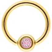 Wildcat Medi Flat Back Jewelled Clip in Ring - BCR rengas - Kultainen metalli, Vaaleanpunainen