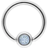 Wildcat Medi Flat Back Jewelled Clip in Ring - BCR rengas - Hopeinen metalli, Vaaleansininen