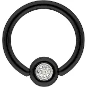 Wildcat Medi Flat Back Jewelled Clip in Ring - BCR rengas - Musta metalli, Valkoinen