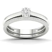 Lykken Elegance solitaire valkokultainen timanttisormuspari 0.18 ct-175
