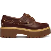 Timberland for woman. TB0A2QDMD571 Stone Street brown leather boat shoes (39 W), 3 to 5 cm, Laces, Casual