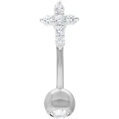 Wildcat Crystal Cross Micro Bananabell - lävistyskoru - 1,2 mm, 8,0 mm, Hopeinen metalli