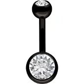 Wildcat Multicut Double Jewelled Bananabell - lävistyskoru - 12,0 mm, Valkoinen, Musta metalli