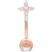 Wildcat Crystal Cross Micro Bananabell - lävistyskoru - 1,6 mm, 12,0 mm, Ruusukultainen metalli