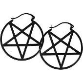 Wildcat Small Pentagram Hoops - korvarenkaat - Musta metalli